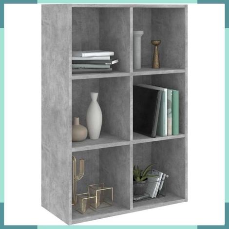 800346 Bibliothèque/Buffet gris béton 66x30x98 cm bois d'ingénierie (1/5)