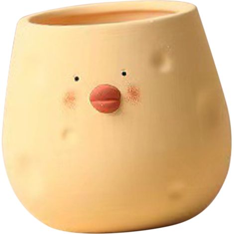 Pot de fleur en céramique mignon poussin cartoon jaune forme œuf jardinière pour succulentes cactus déco intérieur extérieur maison jardin (1/5)