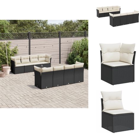 Salon de jardin 9 pcs avec coussins noir résine tressée - Ensemble Salon De Jardin - Mobilier De Jardin - Canapé De Jardin - Résine Tressée - Rotin Synthétique (1/5)