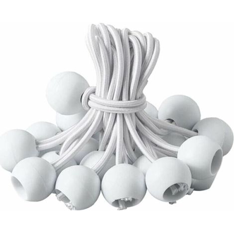 Bardusch - Tendeur Bache, Tendeur BouleTendeur lastique pour Pavillon,Bche,Camping,Tente,Rideaux Harnais dExtension(20 Pices Blanche-20cm ) (1/4)
