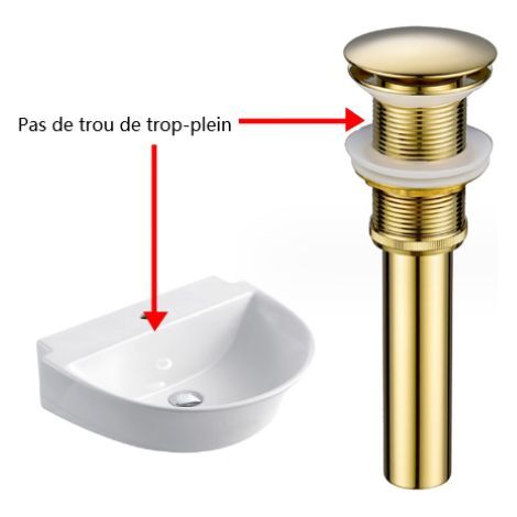 Bouchon de vidange d'évier moderne pop-up vintage sans trop-plein, siphon de lavabo universel en laiton doré avec trou poli sans trop-plein – sans pores