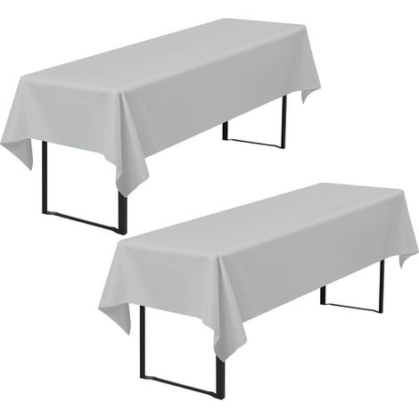 2er-Pack Biertischdecken 260x110cm Hellgrau, Polyester, Waschbar