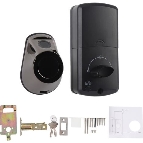 Serrure connectée pour porte en bois de 35 à 50 mm d'épaisseur, compatible avec l'application Tuya. Clé biométrique et empreinte digitale disponibles. (1/5)