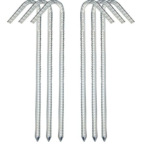Piquets de sol, piquets de tente en acier, piquets de jardin, piquets d'armature, piquets de jardinage, piquets de camping, tentes, trampoline, clôture (30,5 cm, lot de 6) (1/5)