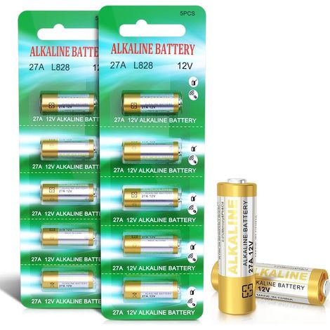 Piles A27 12V 27A 12 Volts Alkaline Batterie MN27 V27A 10 pièces, sans Mercure, pour Les Télécommandes, Cloches et Systèmes de Sécurité (1/5)