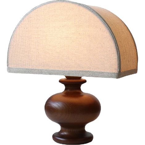 Lampe de table en lin, base en bois massif, abat-jour en tissu, style vintage, lampe de chevet décorative pour la chambre à coucher (1/5)