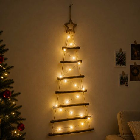 vidaXL Árbol de Navidad Colgante 90 cm 30 LED Blanco Cálido (1/5)