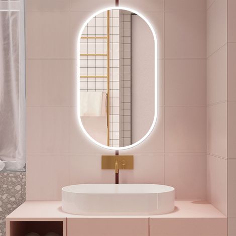 AICA Specchio da bagno 80 x 60 cm, dimmerabile,interruttore touch, Funzione Memoria, antiappannamento (1/5)