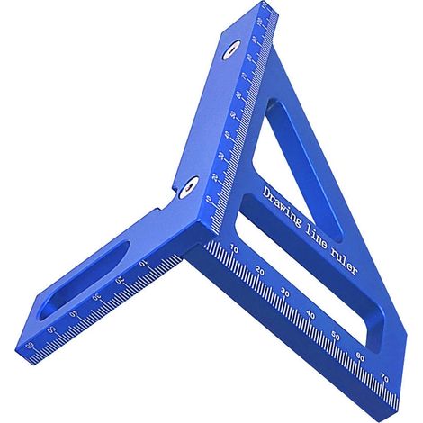 Équerre menuiserie 45 90° alliage aluminium anodisé bleu règle triangulaire onglet traceur outil traçage mesure pour ingénieur menuisier 1 pièce (1/5)