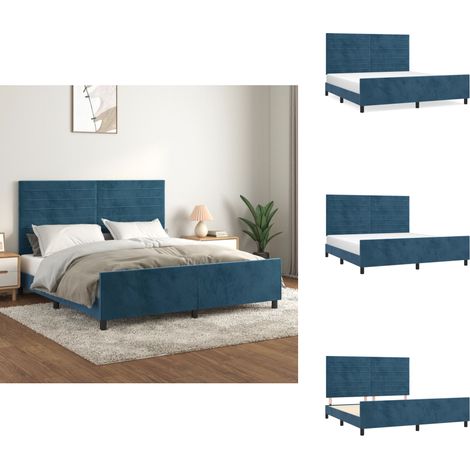 Bettgestell ohne Matratze Dunkelblau 160x200 cm Samt - Samtsofa - Bettessel - Doppelbett - Boxspringbetten - Hochbett (1/5)
