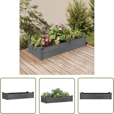 The Living Store Lit surélevé de jardin doublure 120x45x25 cm bois massif sapin - Lit Surélevé Jardin - Jardinière Bois - Bac Plante - Potager Surélevé - Plantation Verticale (1/5)