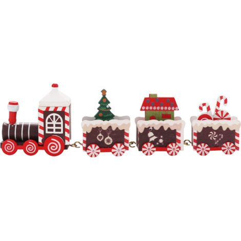 Train De Noël En Bois - 19,5 x 4,8 cm - Décoration Festive Pour Table Cheminée Fenêtre - Calendrier De L'Avent - Lot De 1 (1/5)