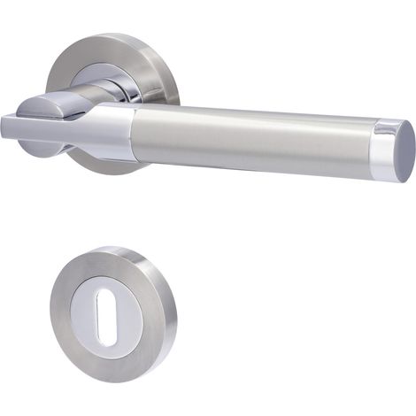 Alpertec BB-Rosettengarnitur Solid 6 Edelstahl silber rund Beschläge