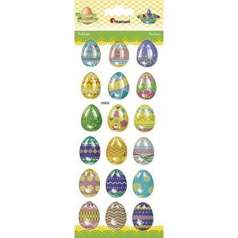 Adesivi convessi a forma di uovo di Pasqua, 22x30 mm, 18 pezzi