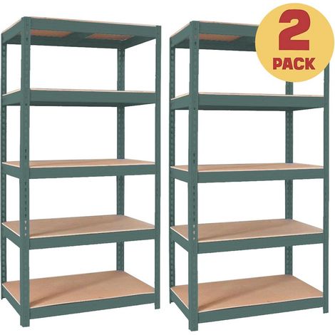 Coppia di scaffali metallici verdi 150x75x30 cm