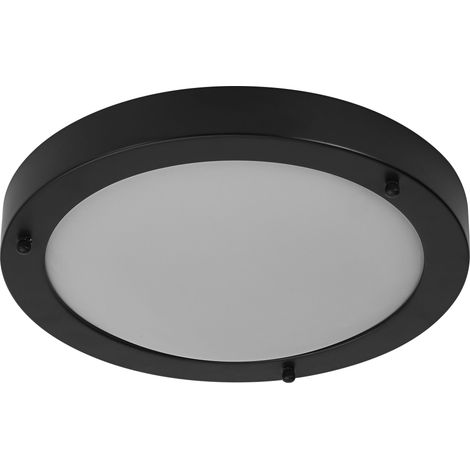 OSRAM Plafonnier de salle de bain BATHROOM CLASSIC ROUND 280mm, noir, culot E27, peut être équipé d'une lampe intelligente, fabrication de haute qualité, forme cylindrique, IP44 (1/4)