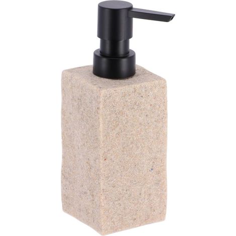 Seifenspender 260 ml polyresin fliesen steineffekt pumpe mattschwarz - natürlich - Tendance