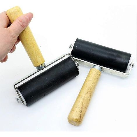 Rouleau à peinture magique en caoutchouc avec manche en bois pour loisirs créatifs, art et impression, 10 cm ZeGoods
