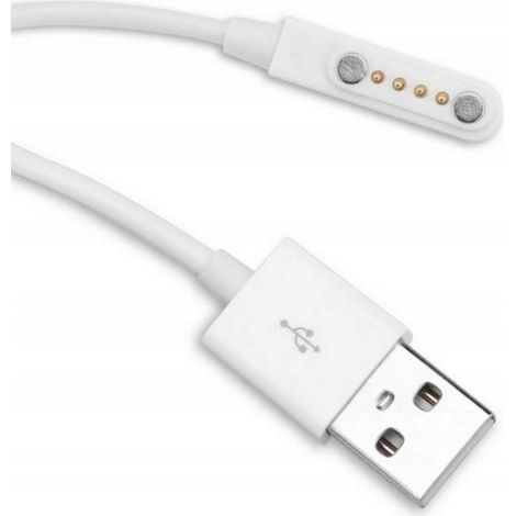 Cavo di ricarica USB QIKtech per smartwatch Garett Kids XD, caricabatterie magnetico a 4 pin (bianco)