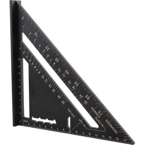 Equerre Menuisier Multifonctions 7 pouces,Triangle Métal Aluminium Règle Équerre Trusquin Guide Raporteur Angle 45 90 Degres/Outillage Charpentier/Outil Traçage Guidage Menuiserie Bois(métriqu