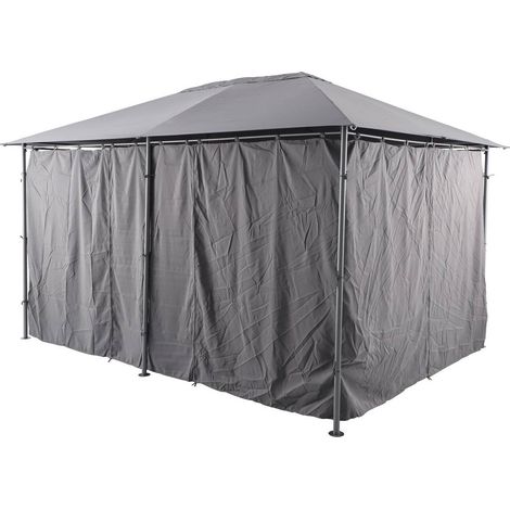 Gartenlauben-Vorhänge Santorini und Thira in Schiefergrau - Für Santorini 4 × 3 m (6 Vorhänge) (1/2)