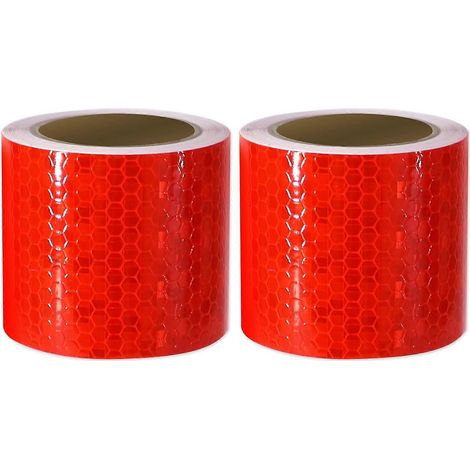 Ruban de signalisation réfléchissant rouge, 2 rouleaux de 3 m x 5 cm, sans résidus, auto-adhésif. (1/5)