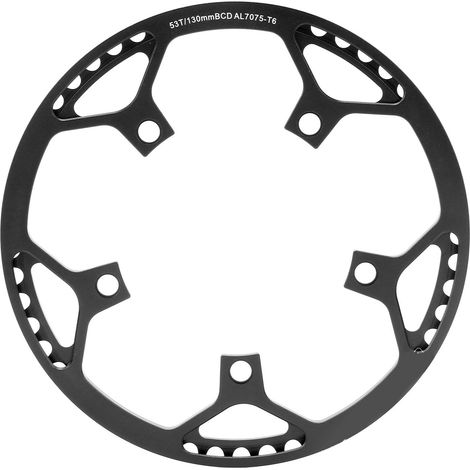 Plateau de vélo pliant en alliage d'aluminium usiné CNC, résistant à l'usure et protecteur, 53 dents, rond, noir (1/5)