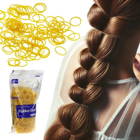Gomas de silicona para trenzas, resistentes, amarillas, talla S, 1300 unidades. (1/5)