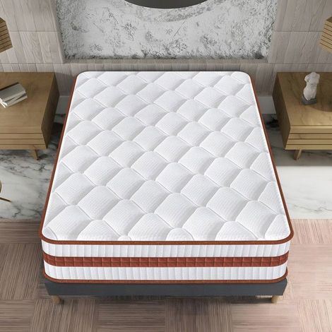 Matelas 90x190 cm, Épaisseur 26 cm, Matelas Hybride en Mousse à mémoire de Forme à Ressorts ensachés, Mi-ferme, 7 Zones de Confort (1/5)