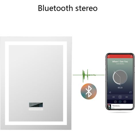 Wandspiegel Badezimmerspiegel LED Badspiegel mit Beleuchtung mit Touch-Schalter, Bluetooth Lautsprecher und Beschlagfrei, Lichtspiegel Kaltweiß 60x80cm