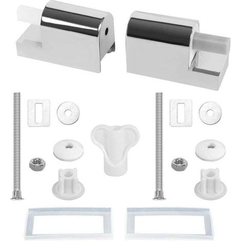 Fixation Abattant WC, Lot de 2 Charniere Abattant WC Charnières Universelles pour Siège de Toilette, Charnières De Siège De Toilette à Fermeture Douce Kit Fixations Remplacement (1/4)