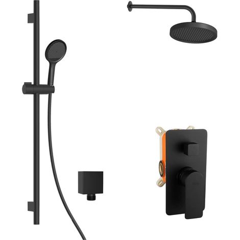 kielle Vega - Duschset mit Unterputzarmatur, für 2 Verbraucher, mit EcoSpare-Zubehör und Körper, mattschwarz 20618SP74 (1/5)