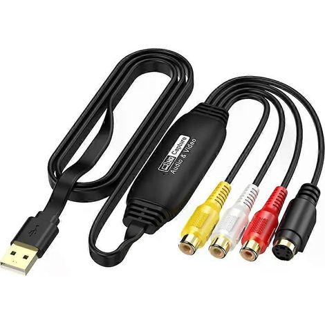Carte d'acquisition vidéo USB pour PC (VHS, magnétoscope, TV, DVD), adaptateur audio RCA vers USB. Convertisseur vidéo pour PC. (1/4)