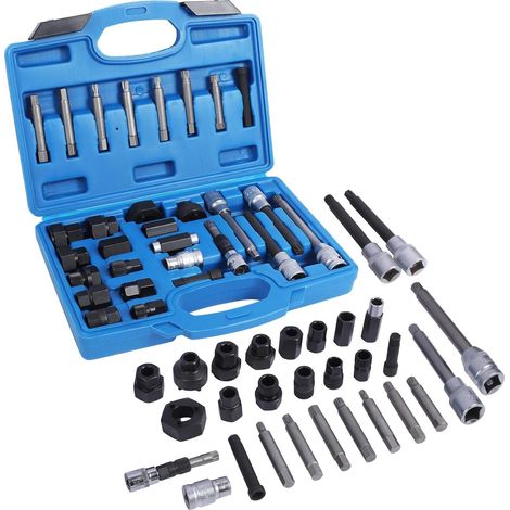 Kit de extracción de poleas de alternador, 29 piezas, herramienta de extracción de poleas de alternador compatible con VW, Peugeot, Renault y más, para la extracción e instalación de poleas de rueda l (1/5)