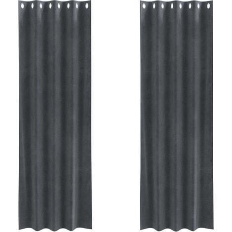 Rideaux avec des rideaux 2 pcs Gris clair 140 x 245 cm Velours CFW36816 (1/5)
