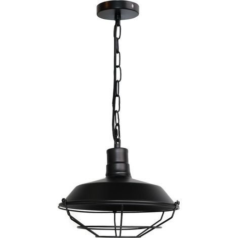 Lampe À Suspension Vintage Suspension Lustre Rétro Lustre En Fer Métallique Suspension Luminaire Antique Noire 26CM (1/5)