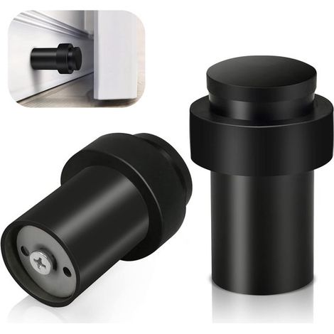 Set di 2 fermaporta neri, dimensioni 6x4x4 cm, adatti per uso interno ed esterno. (1/5)