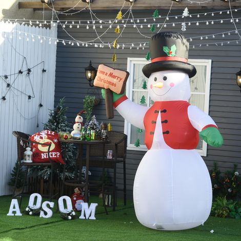 Poupée de neige gonflable géante de 242 cm avec lumières LED, décoration de Noël pour extérieur imperméable (1/5)