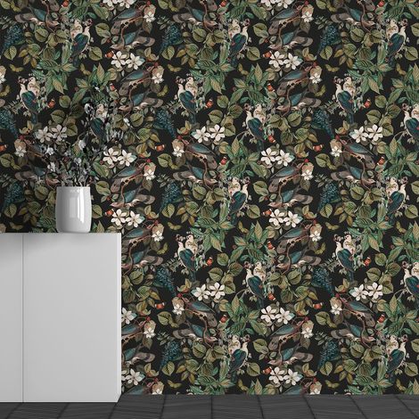 Papier peint panoramique - Motif Fleurs Oiseaux - 130 cm x 81 cm (1/3)