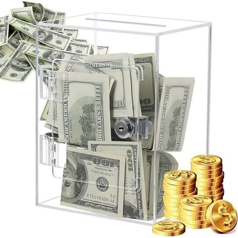 Tirelire en acrylique transparent pour adultes et enfants, peut stocker des pièces de monnaie et des pots de pièces de monnaie, adaptées aux mariages, anniversaires, cadeaux (1/5)