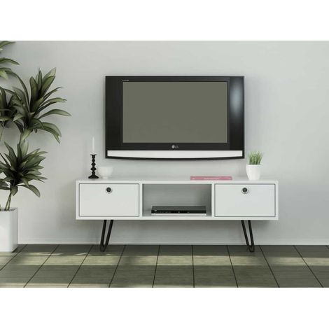 Meuble TV MODA blanc 120 cm (1/4)