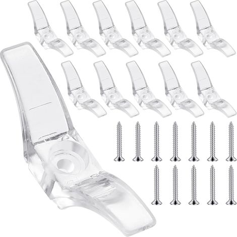 Confezione da 12 supporti per cavi per tende da finestra in plastica trasparente con viti, clip di sicurezza per tende da finestra per ufficio, casa, tende da sole (1/5)