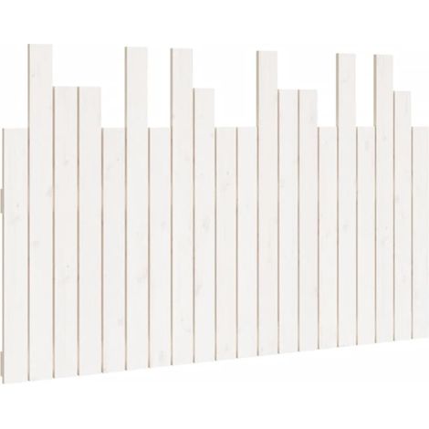 Cabecero complemento de cama para dormitorio mueble de pared estilo palé 127,5 x 3 x 80 cm madera maciza blanco TDL0202729 (1/5)