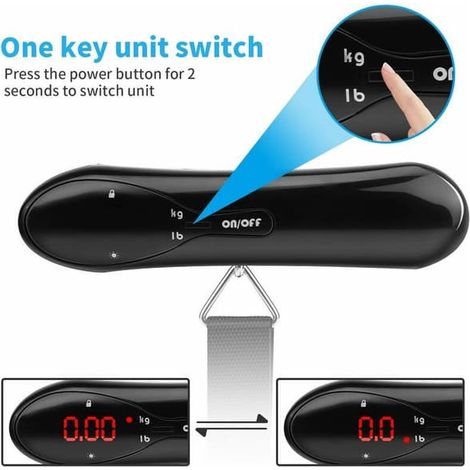 Porte-bagages électronique numérique Max 50kg/110lb avec fonction de tarage et affichage LED pour courrier/résor/shopping/ourlet/utom...