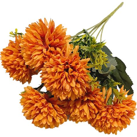 Bouquet De Fleurs Artificielles - Chrysanthèmes D'Automne Pour Décoration Intérieure Extérieure - Centre De Table Cuisine Fête D'Automne Mariage Halloween - 6 Tiges (1/5)