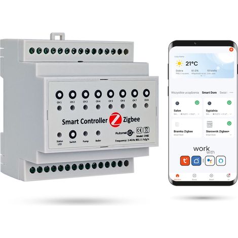 Centralina di controllo per riscaldamento a pavimento Zigbee Tuya CH8Z a 8 canali