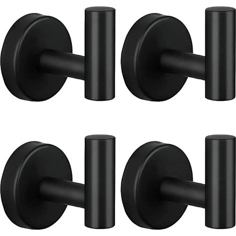 Filiyano-Porte-serviettes noir pour salle de bain, fixation murale en acier inoxydable (1/4)