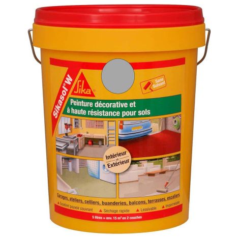 Sika – Peinture pour sol intérieur 5L – Gris béton – Résistante à l'humidité – Application facile sur béton et chape ciment