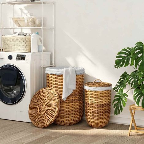 vidaXL Cesto per Lavanderia 2 pcs Marrone Rattan Kubu (1/5)