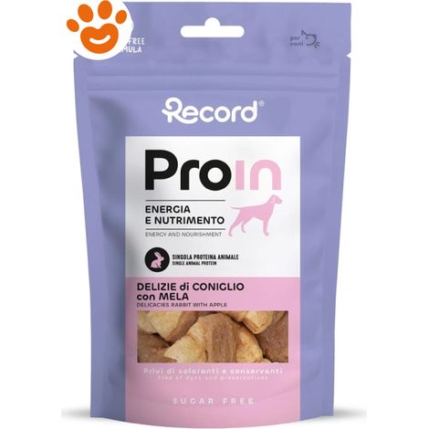 Record Dog Proin Snack Delizie di Coniglio con Mela - Confezione 75 Gr - Snack